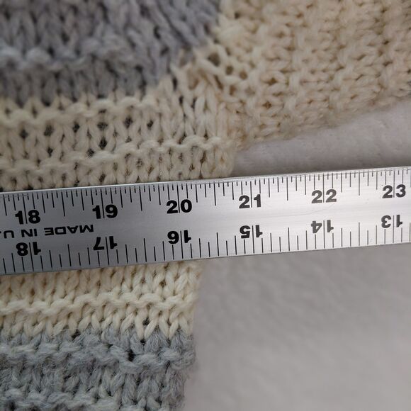 GAP Cable Knit Sweater Womens Size M Gray Cream Striped Wool Alpaca Shawl Collar - Picture 6 of 10